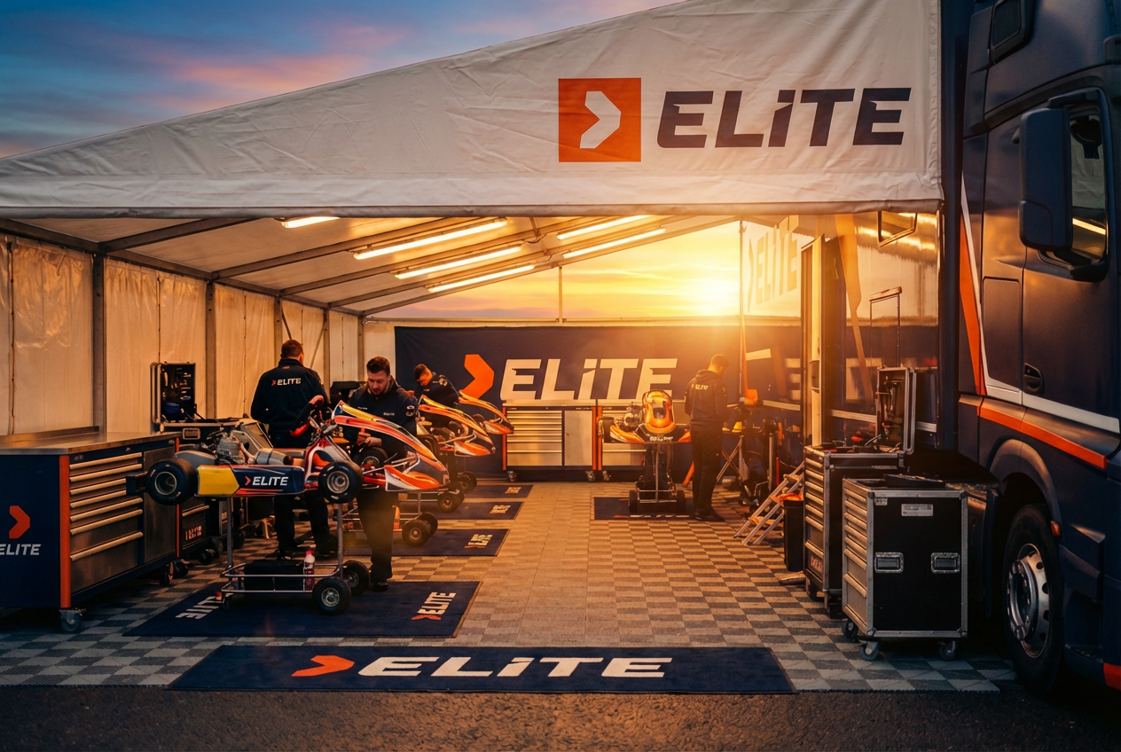 Motorsport paddock with racing tents